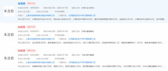 米哈游曾注册多个"米忽悠"商标 但均被驳回