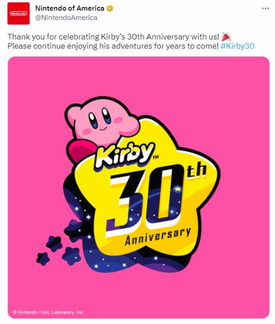 任天堂推文庆祝星之卡比系列周年